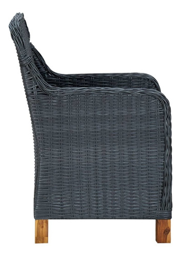 Sillas De Jardín Con Cojines 2 Pzas Rattan Gris Oscuro