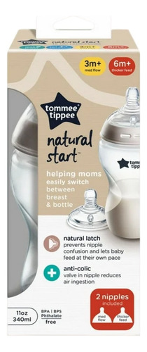 Biberon Tommee Tippee 11 Oz Natural Start Mamila 2 Tetinas 