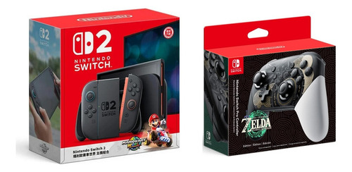 Nintendo Switch 2 Mario Kart World + Procontroller Zelda V1 Gris