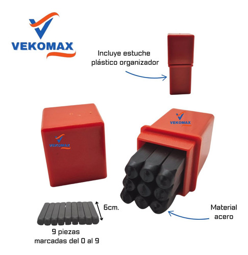 Numeros De Golpe Para Marcar 5 Mm 9 Piezas Punzones Acero 5 Mm
