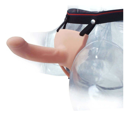 Capa Pênis Oca Com Cinta Para Aumento Peniano 17cm Cyberskin Cor Creme