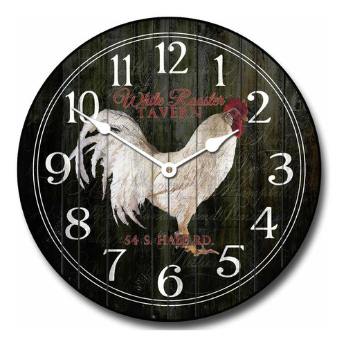 Blanco Gallo Taberna Reloj Pared 10 48, Silenciosa Tic