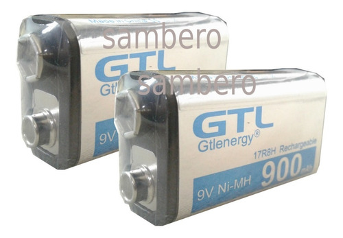 2pilas Recargables 9v 900 Larga Duración Batería Cuadrada