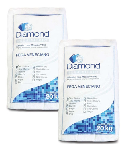 2 Pz Pegamento Veneciano Diamond Azul Bulto 20 Kgs Alberca