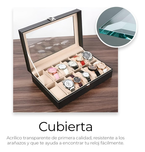 Estuche Alhajero Organizador De Relojes Y Joyas Con 12