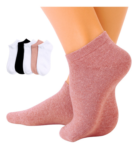 5 Calcetines Mujer Corte Bajo Premium Ultra Suaves Vrskl0017 Rosa/blanco/negro Liso Único