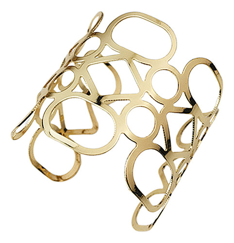 Brazalete Ahuecado Chapado En Oro, Brazo Ancho De Metal, Dec