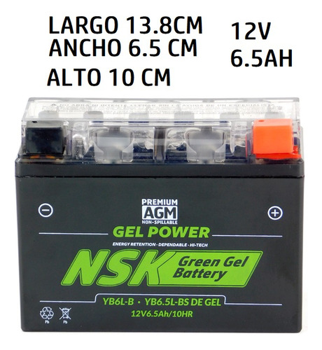 Batería Nsk De Gel Yb6.5l Vento Reptile Trek 150 (2019-2022)