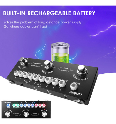 Pedal De Efeitos De Guitarra Elétrica Cuvave Cube Baby Preto