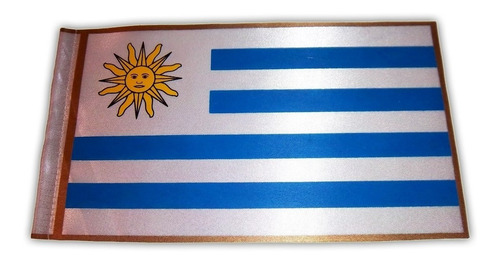 Bandera +mástil Escritorio Uruguay Tela Eco 15x25cm (104119)
