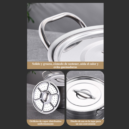 Ollas Set De Acero Inoxidable Batería De Cocina Cacerola 4pc