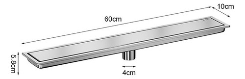 Coladera De Acero Baño Inoxidable Invisible Desagüe 10x60cm
