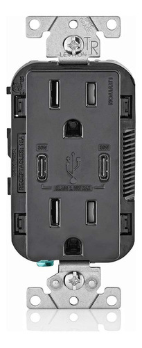 Tomacorriente Doble Leviton T5635-e Para Pared Con Cargador