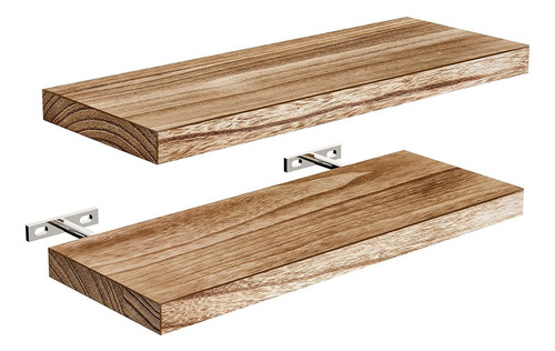 Set 3 Repisas Flotantes Estantería Madera Organización Hogar Color Marrón Oscuro