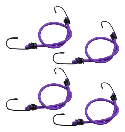4 Uds Mini Cuerda Elástica Pequeña Cuerda Morado 50cm