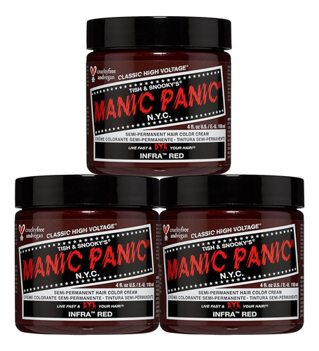 Manic Panic Tinte Infra Rojo - Clásico Alto Voltaje - (3pk) 