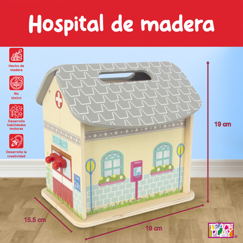 Juguete De Madera Mi Hospital Portátil Teach Play Para Niños
