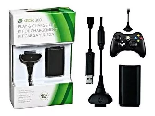 Bateria E Cabo Carregador Controle Joystick Xbox 360 Preto