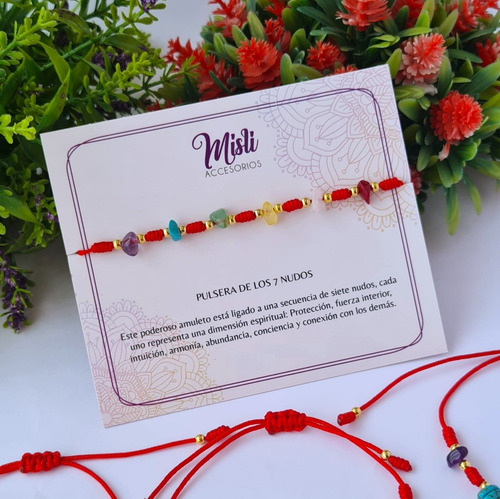 Pulsera Protección 7 Nudos Cuarzos Naturales Ajustable
