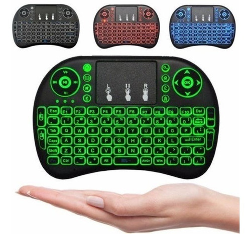 Imagen 2 de 6 de Pack 2x Mini Teclado Inalambrico Con Luz Smart Tv Box Jayma