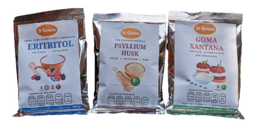 Imagen 1 de 5 de Eritritol, Goma Xantana Y Psyllium Husk Keto 100 Gramos C/u