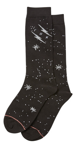 Calcetas Fox Galaxy Womens Crew Sock Negro Algodón Original