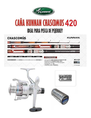 Combo Pesca Equipo Pejerrey Caña Graf 420 Reel 1000 Marine