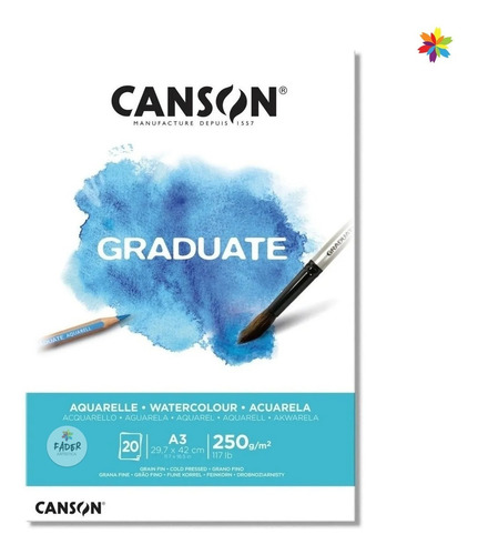  Block Canson Graduate Aquarelle A3 250g 20h