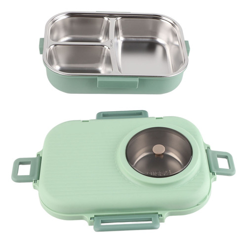 Almoço Térmico Isolado Verde De 1100 Ml, Camada Dupla, 3 Gra