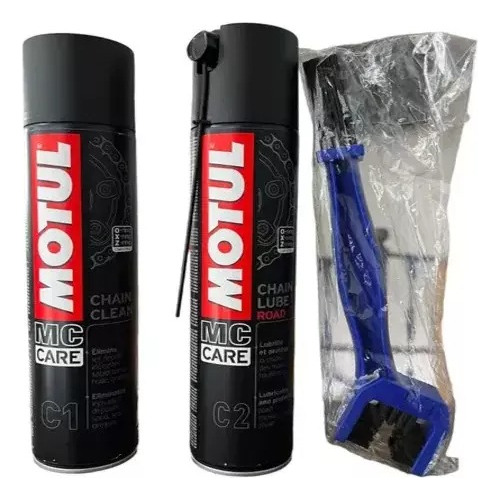 Kit Mantenimiento Cadena De Moto Motul C1 + C2 + Cepillo