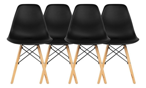 Cadeira de jantar Begônia Eames, estrutura de cor  preto 4 unidades