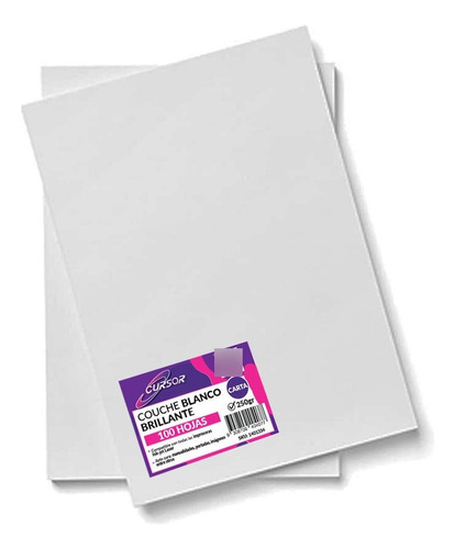 Papel Couche Brillante 250g Carta 100 Hojas Cursor