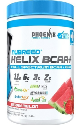 Nubreed Nutrition Helix Bcaa + 28 Servicios Aminoácidos. Sabor Electric Lemonade