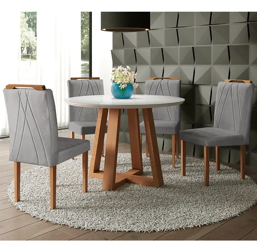 comprar Conjunto Sala De Jantar 4 Lugares Mesa 1,0m Moveis Mix