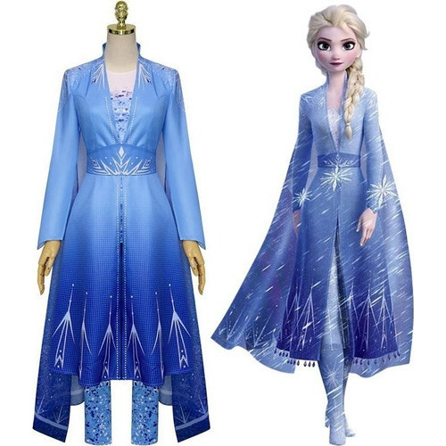 Frozen Elsa Traje De Cosplay Azul Para Mujer 1