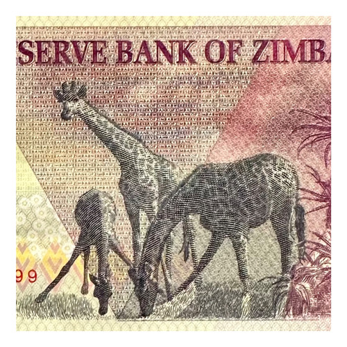 Zimbabwe - 5 Dólares - Año 2019 - P #102 - Africa - Jirafas