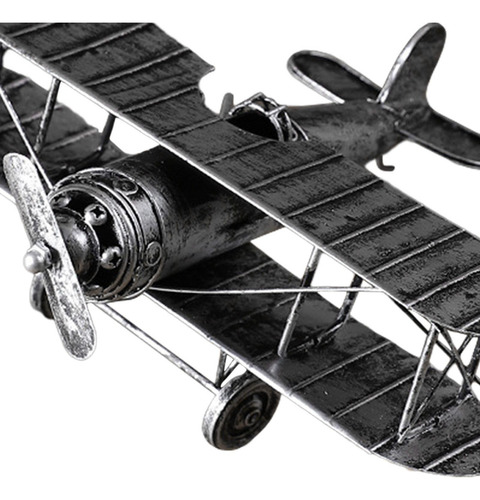 M Avión Biplano Pequeño, Modelo De Avión De Metal Plata