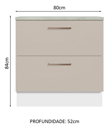 Gabinete Bajo Bufetera Madesa Agata 80cm Con Encimera Bc 06 Color Blanco/Crema