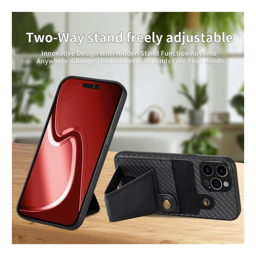 Capa Antichoque Com Suporte Em K Para iPhone, Com Cartão