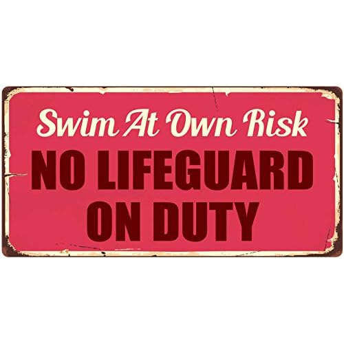 Señal Colgante De Aluminio Swim At Own Risk No Lifegua...