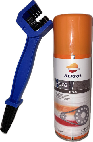 Lubricante Cadena De Moto Repsol Más Cepillo Limpia Cadena