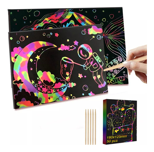 Wv Rt Juego Arte Q Scratch Paper, 50 Piezas, Papel Rascar Pa