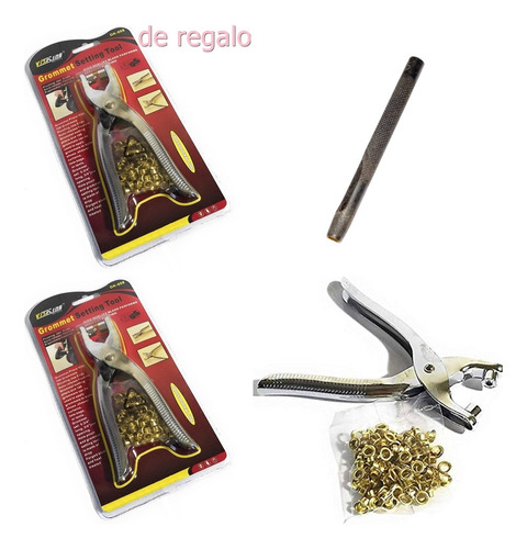 Kit Colocar Ojales  + Perforadora , 2 Pinzas Y 400 Ojalillos