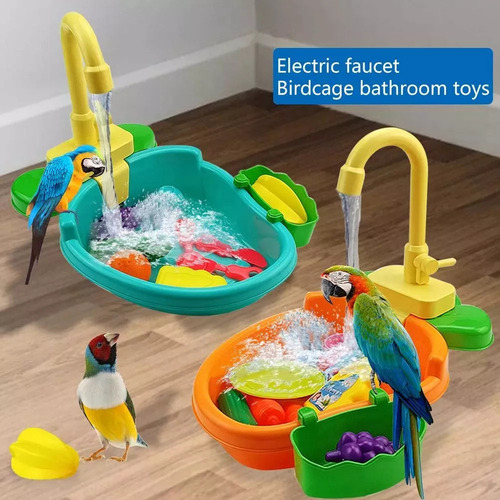Tina Automática De Loros Con Ducha, Bonita Y Divertido