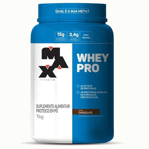 Whey Pro 1kg Chocolate - Max Titanium - Massa Muscular / Wpc