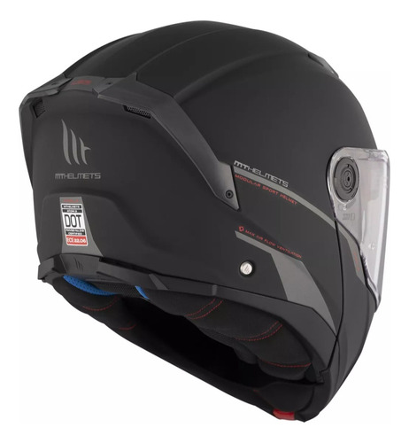 Casco Rebatible Doble Visor Mt Atom 2 Solid Negro Mate Negro Solido M