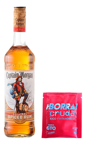 Ron Captain Morgan  700 Ml + Bebida En Polvo Borra Cruda 10g