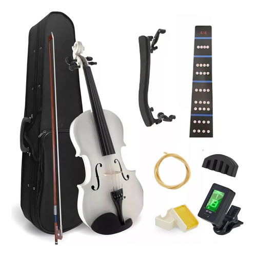Violin Acustico 4/4 Profesional Con Estuche Y arco Y accesorios Color Blanco