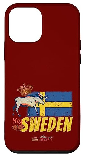 Funda Para iPhone 12 Mini Sweden Vintage Flag And Moose S-02