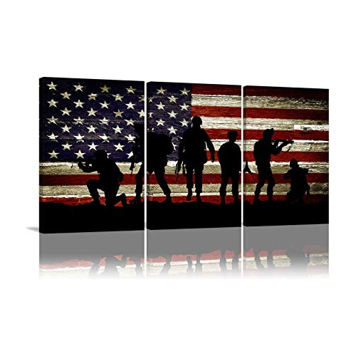 Arte De La Pared De La Bandera Americana Soldado Americano D